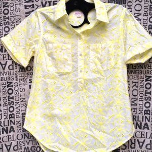 Merona Yellow Eyelet Blouse